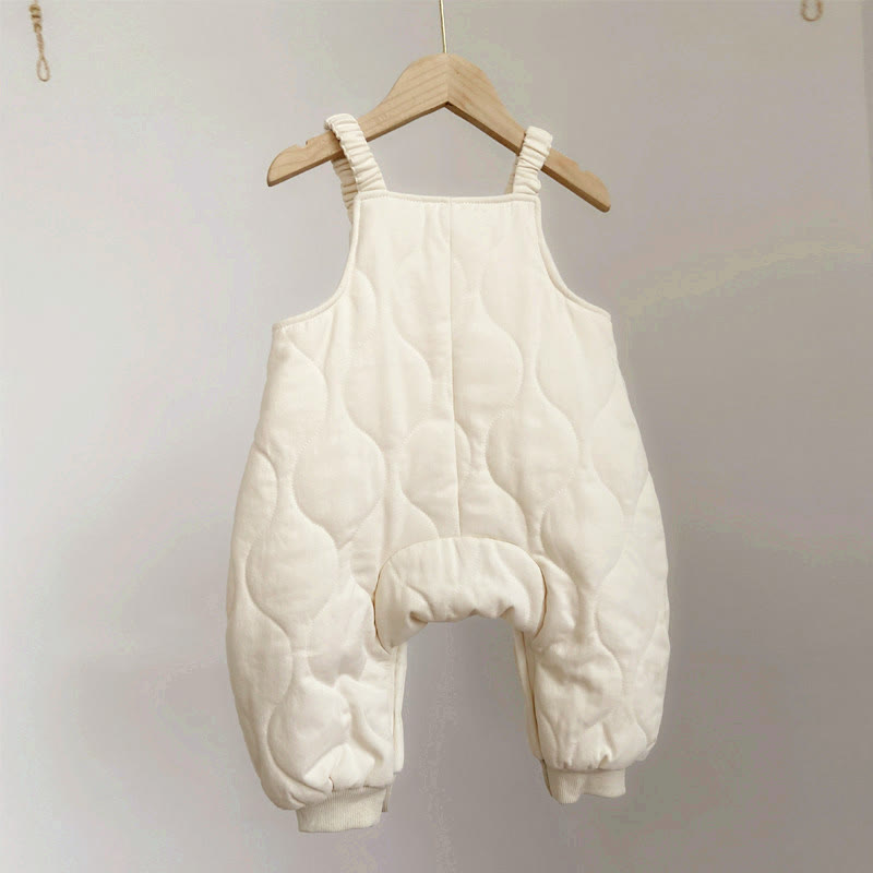 Baby Quilted Solid Color Overalls with Hat