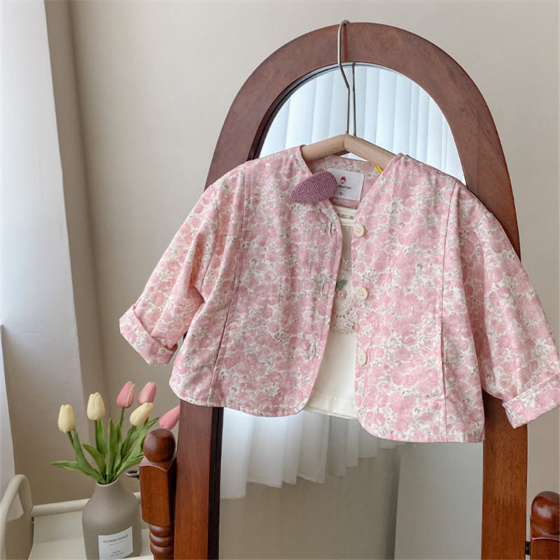 Toddler Girl Pink Flower Cardigan