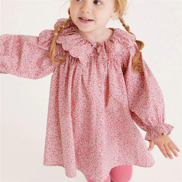 Toddler Girl Floral Lapels Sweet Pink Dress