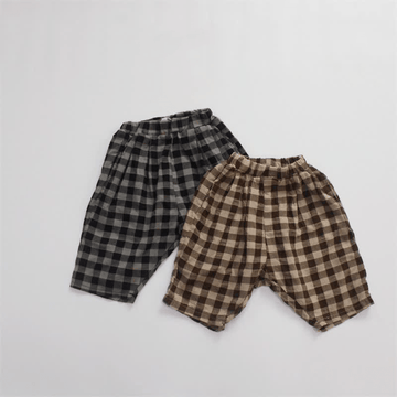 Toddler Boy Retro Plaid Linen Capri Pants