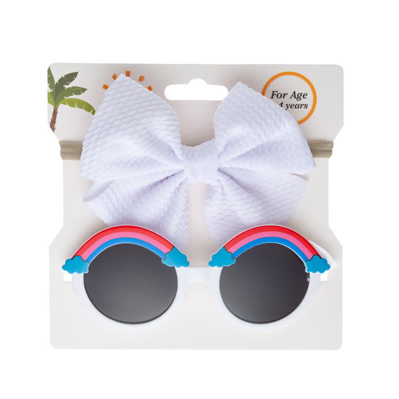 Baby Rainbow Sunglasses Bow Headband Suit(1-7 Years)