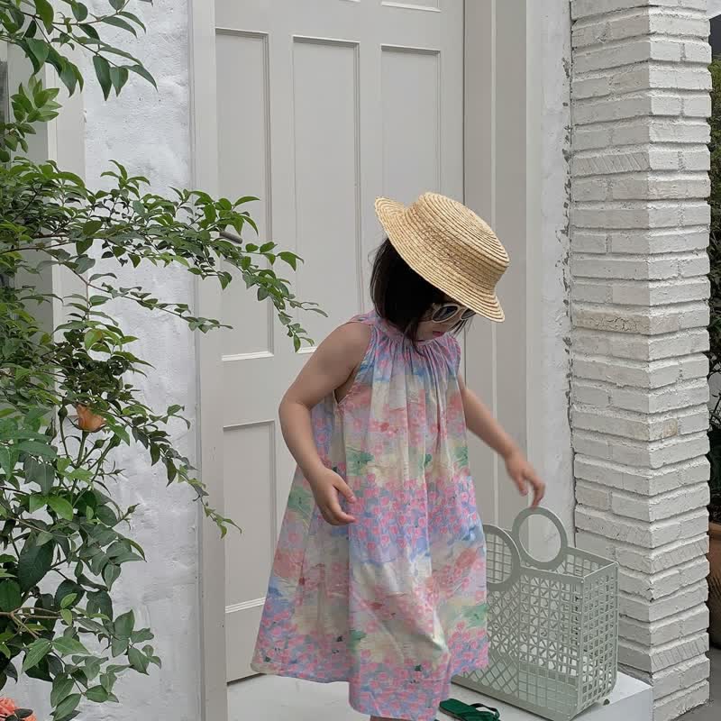 Toddler Girl Flower Painting Sling Dress