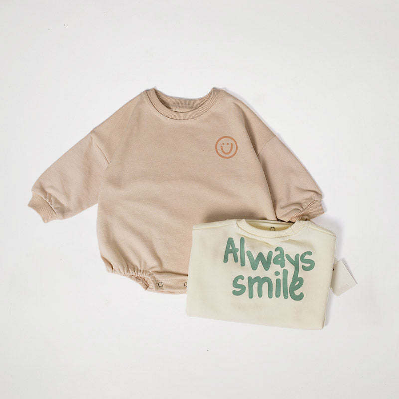 Baby Smiley Face Crew Neck Bodysuit