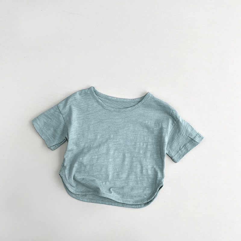 Toddler Solid Color Crew Neck Casual T-shirt