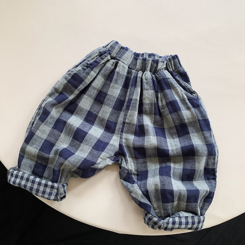 Toddler Boy Retro Plaid Loose Pants