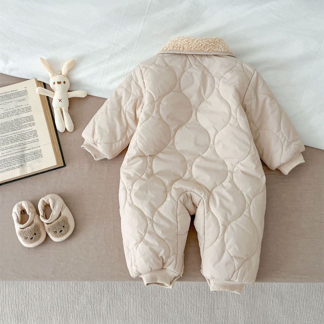 Baby Warm Polo Quilted Apricot Romper