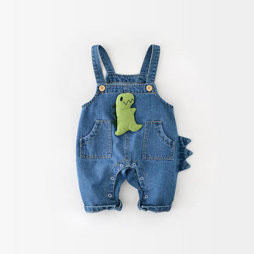 Baby 3D Dino Denim Overalls