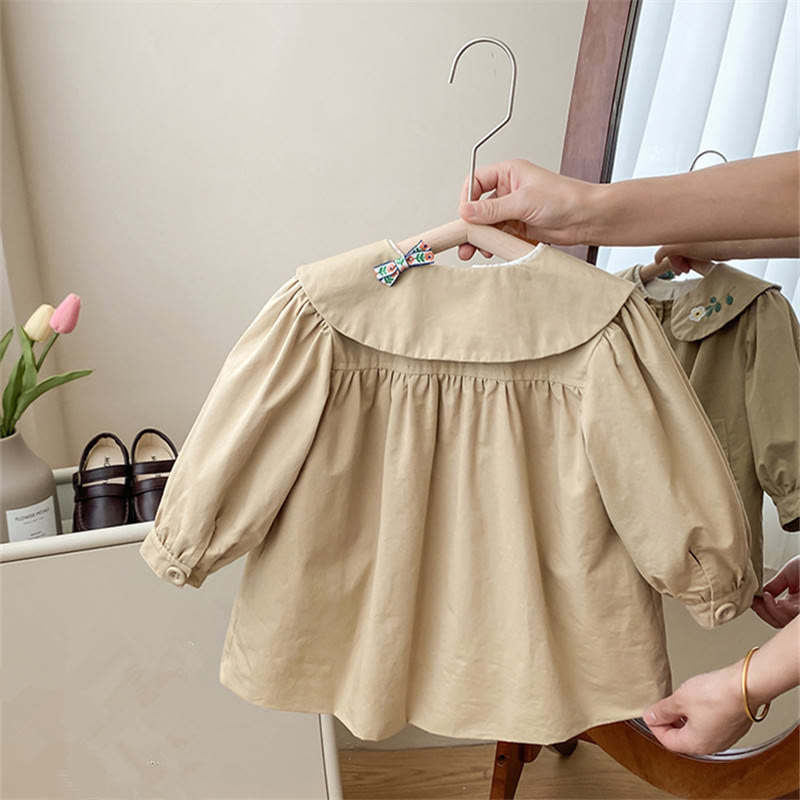 Toddler Collar Flower Button Coat