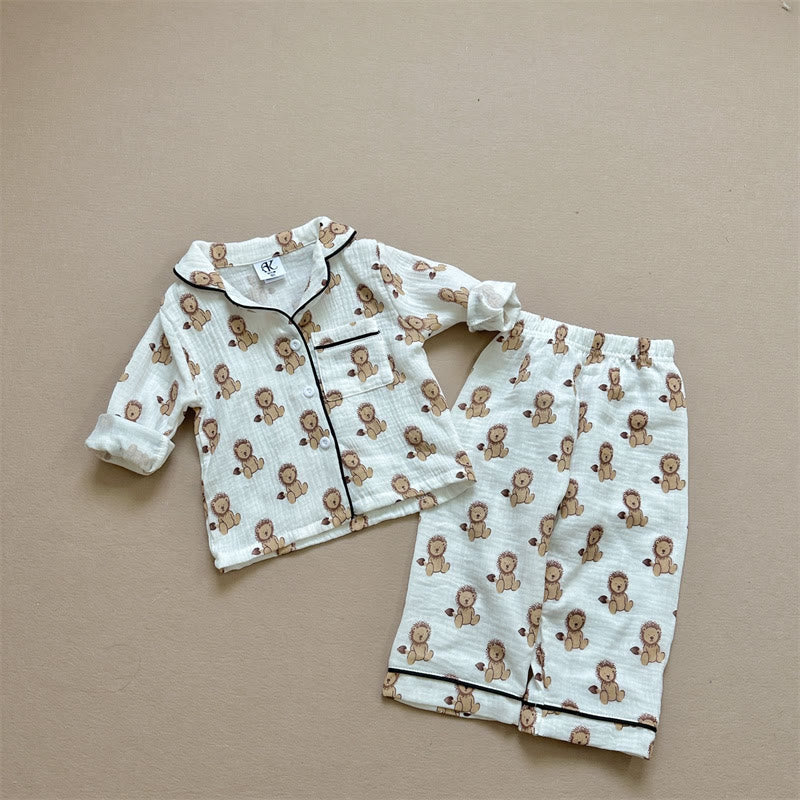 Toddler Cartoon Lion Pajamas Set