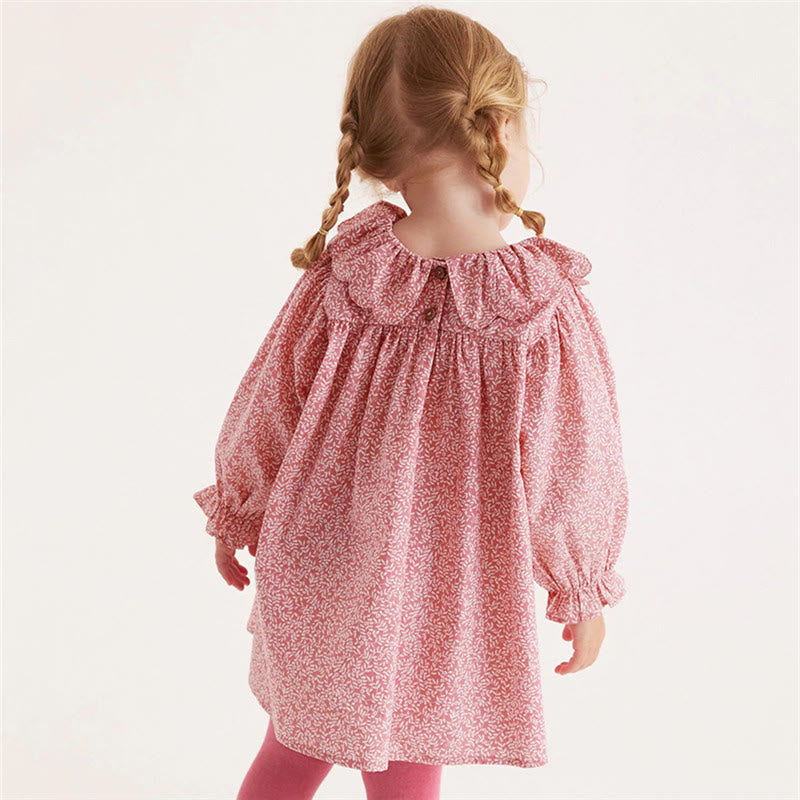 Toddler Girl Floral Lapels Sweet Pink Dress