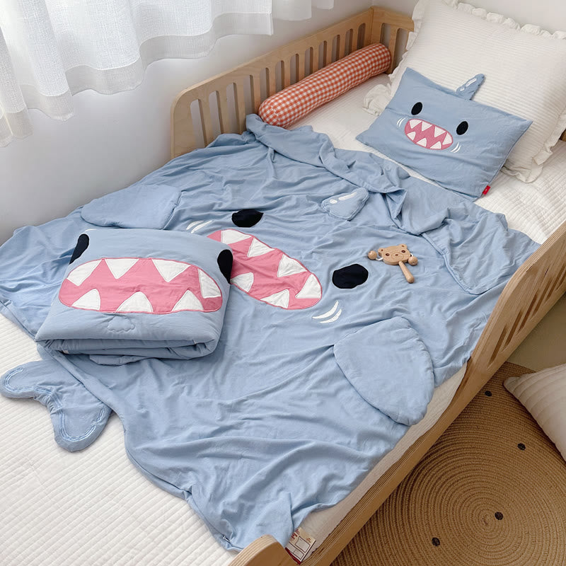 Baby Toddler Blue Shark Cotton Pillowcase Duvet Cover