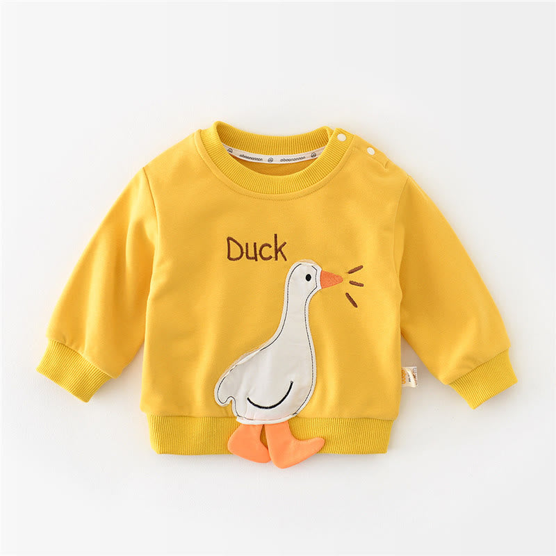 CUTE DUCK Baby Yellow Sweatshirt Romper