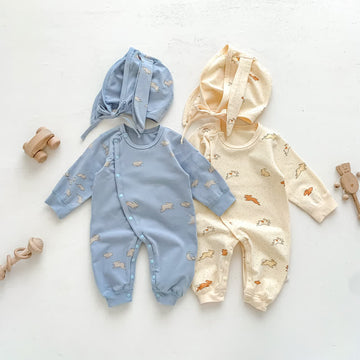 Baby Bunny Seamless Newborn Romper with Bonnet