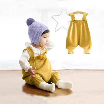 Baby Knitted Solid Color Overalls