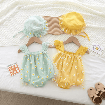 Baby Daisy Sleeveless Tutu Bodysuit with Hat