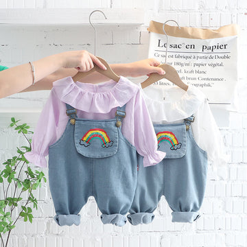 Baby Toddler Rainbow Overalls and Top Set