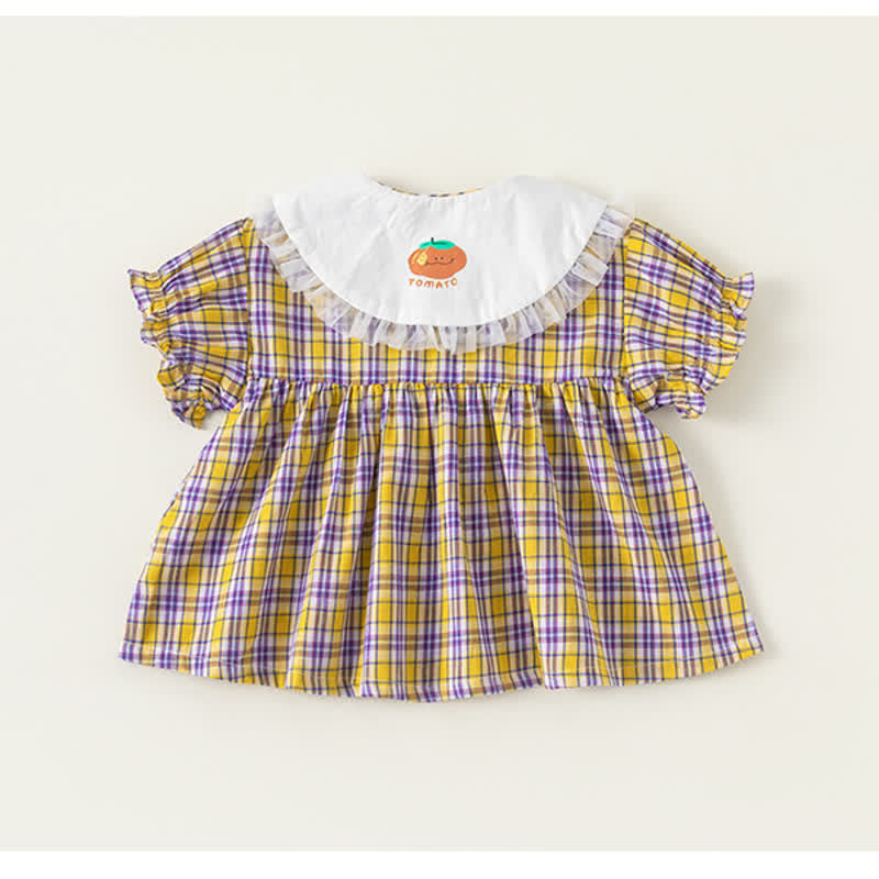 TOMATO Toddler Girl Plaid Lapel Blouse