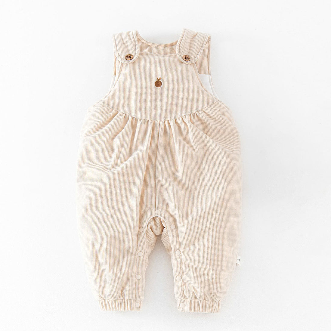 Baby Embroidered Apple Quilted Waffle Overalls