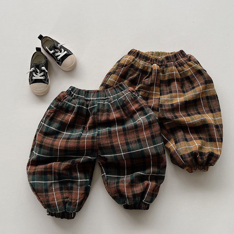 Toddler Fleece Lined Plaid Jogger Pants