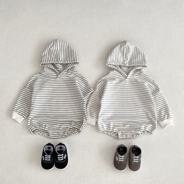 Baby Simple Hooded Striped Bodysuit