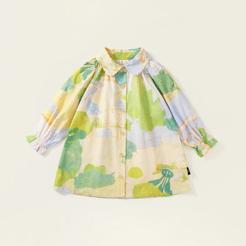 Toddler Girl Oil Painted Collar Dress