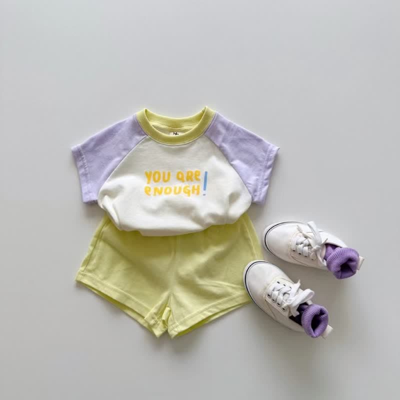 YOU ARE ENOUGH Baby Color Block Tee and Shorts Set