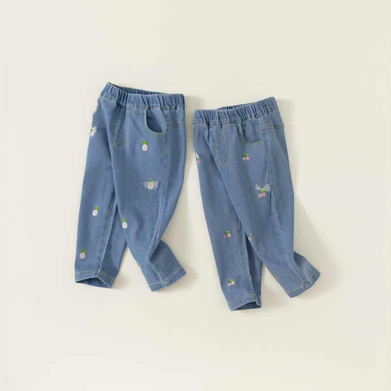 Toddler Girl Cherry Pineapple Denim PantsCherry