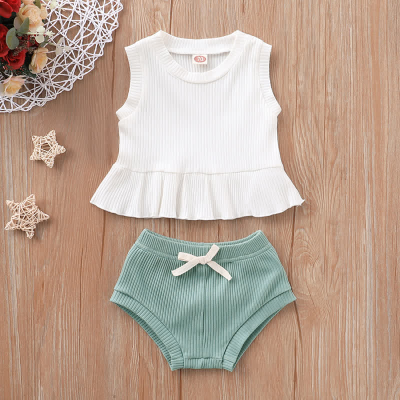 Baby Sleeveless Tee and Ribbed Shorts Set