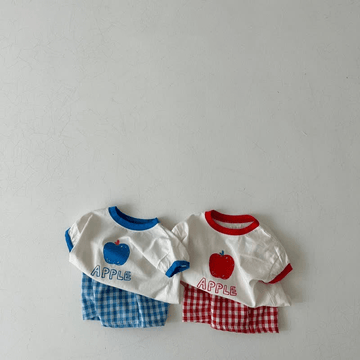 APPLE Baby Toddler Tee and Plaid Shorts Set