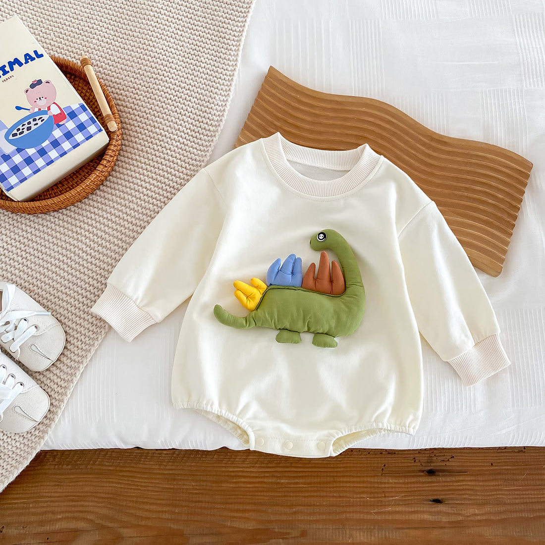 Baby 3D Cute Dinosaur Apricot Bodysuit