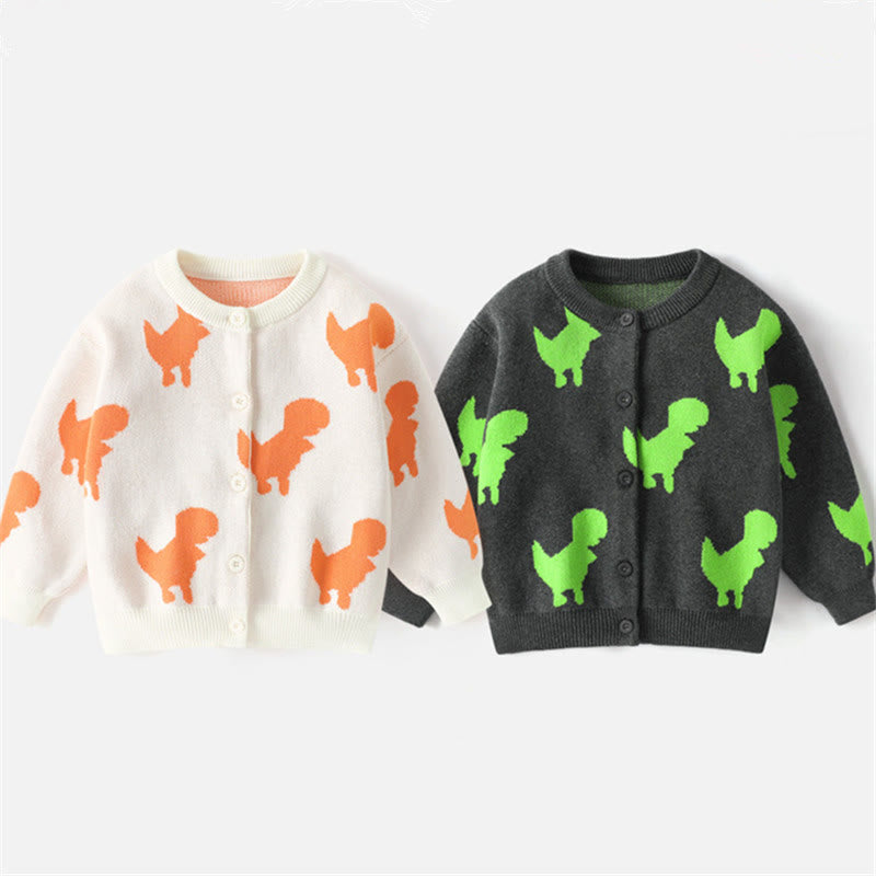 Toddler Knitted Cartoon Dinosaur Cardigan