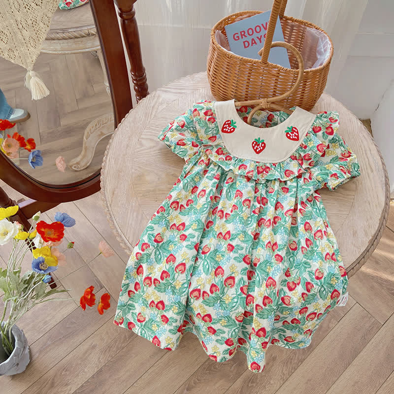 Toddler Girl Strawberry Cherry Flounced Dress