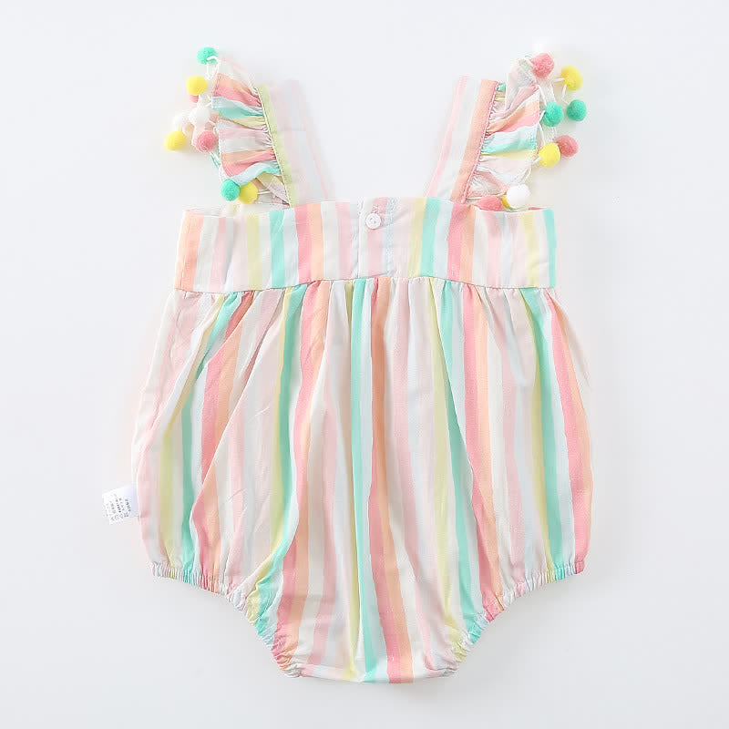 Baby Embroidered Striped Ruffled Bodysuit