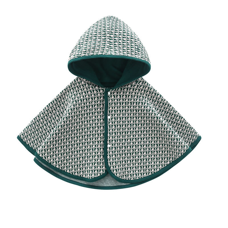 Toddler Green Knitted Hooded Cloak