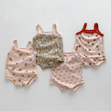 Baby Floral Fruit Strap Bodysuit