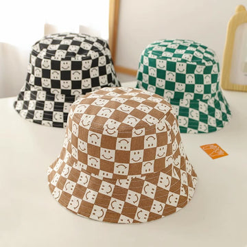 Baby Lovely Smile Plaid Sun Bucket Hat