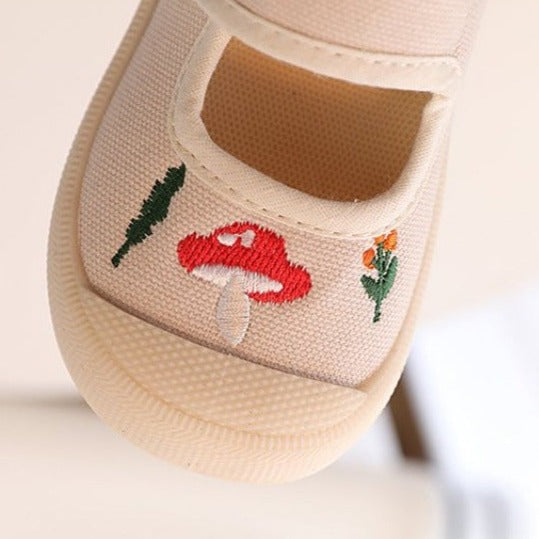 Embroidered Mary Jane Canvas Shoes