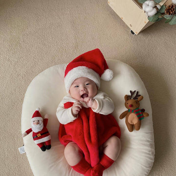 Baby Newborn Christmas Fleece Romper With Hat