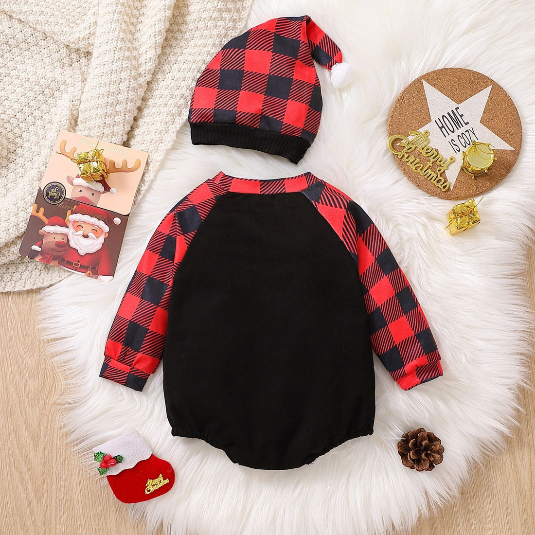 Baby First Christmas Santa Claus Romper With Hat