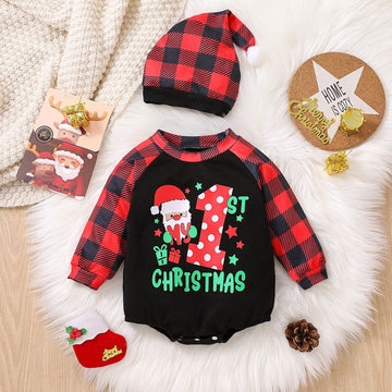 Baby First Christmas Santa Claus Romper With Hat