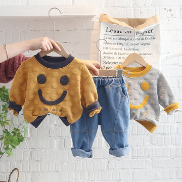 Toddler Smiley Sweatshirt and Denim Pants Set