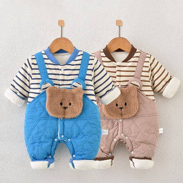 Baby Quilted Fake 2 Pcs Bear Romper