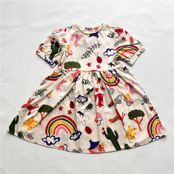 Toddler Girl Rainbow Flower Dress