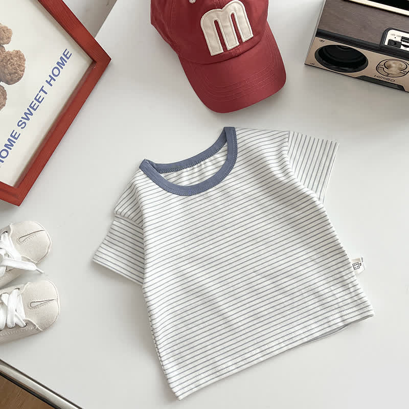 Baby Striped Crew Neck Casual Tee