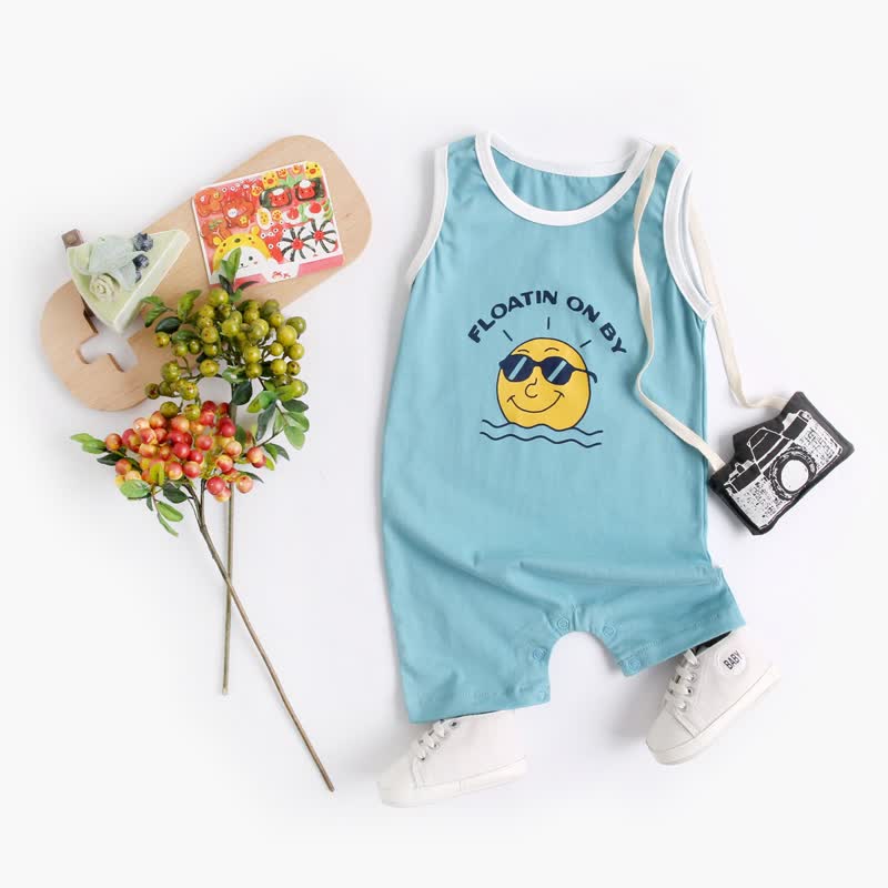 Baby Smiley Letters Sleeveless Romper