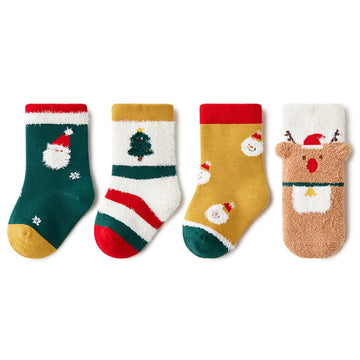 4 Pairs Baby Fleece Christmas Socks