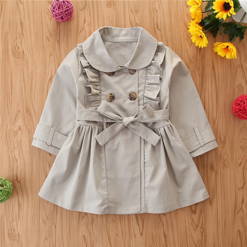 Toddler Girl Ruffle Trim Solid Color Coat