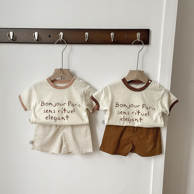 BONJOUR PARIS Baby Tee and Shorts Set