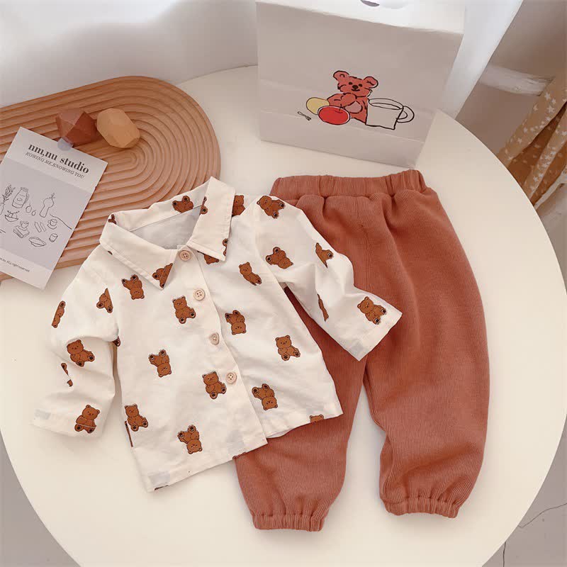 Baby Bear Shirt Tank Top Pants Set