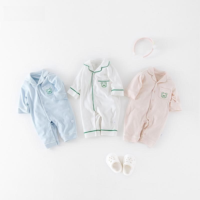 Baby Bear Pocket Lapel Casual Pajamas Romper